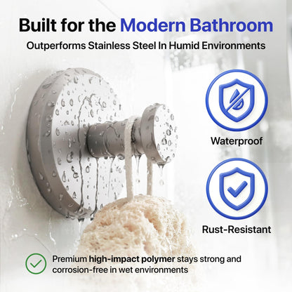 HOME SO Suction Cup Hooks for Shower & Bathroom Towel Holder 2-Pack Black | Waterproof Rustproof Organizer Hook Hanging Loofah Robe Coat Bath Accessories on Tile Glass Door Mirror + Optional 3M Disc