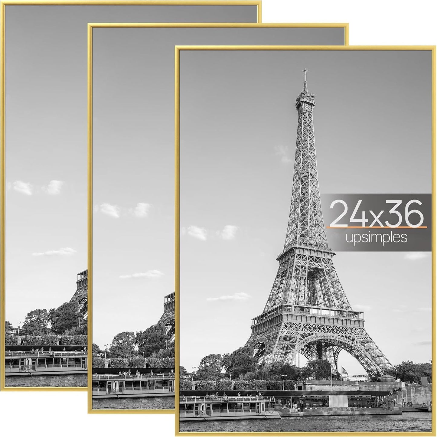 upsimples 12x16 Poster Frame, Easy Slide-In Assembly, Black, 3 Pack | Gallery Wall 12 x 16 Picture Frames Set for Family, Wedding, Christmas, Easy to Change Photos