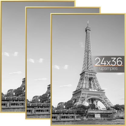 upsimples 12x16 Poster Frame, Easy Slide-In Assembly, Black, 3 Pack | Gallery Wall 12 x 16 Picture Frames Set for Family, Wedding, Christmas, Easy to Change Photos