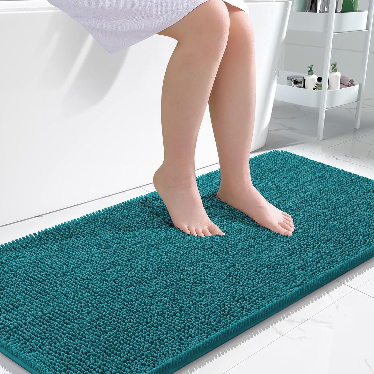 OLANLY Bathroom Rugs 30x20, Extra Soft Absorbent Chenille Bath Rugs | Grey, Quick-Drying Rubber Backing, Machine Washable Bath Mat for Bathroom Floor, Tub and Shower, Home Decor Accessories