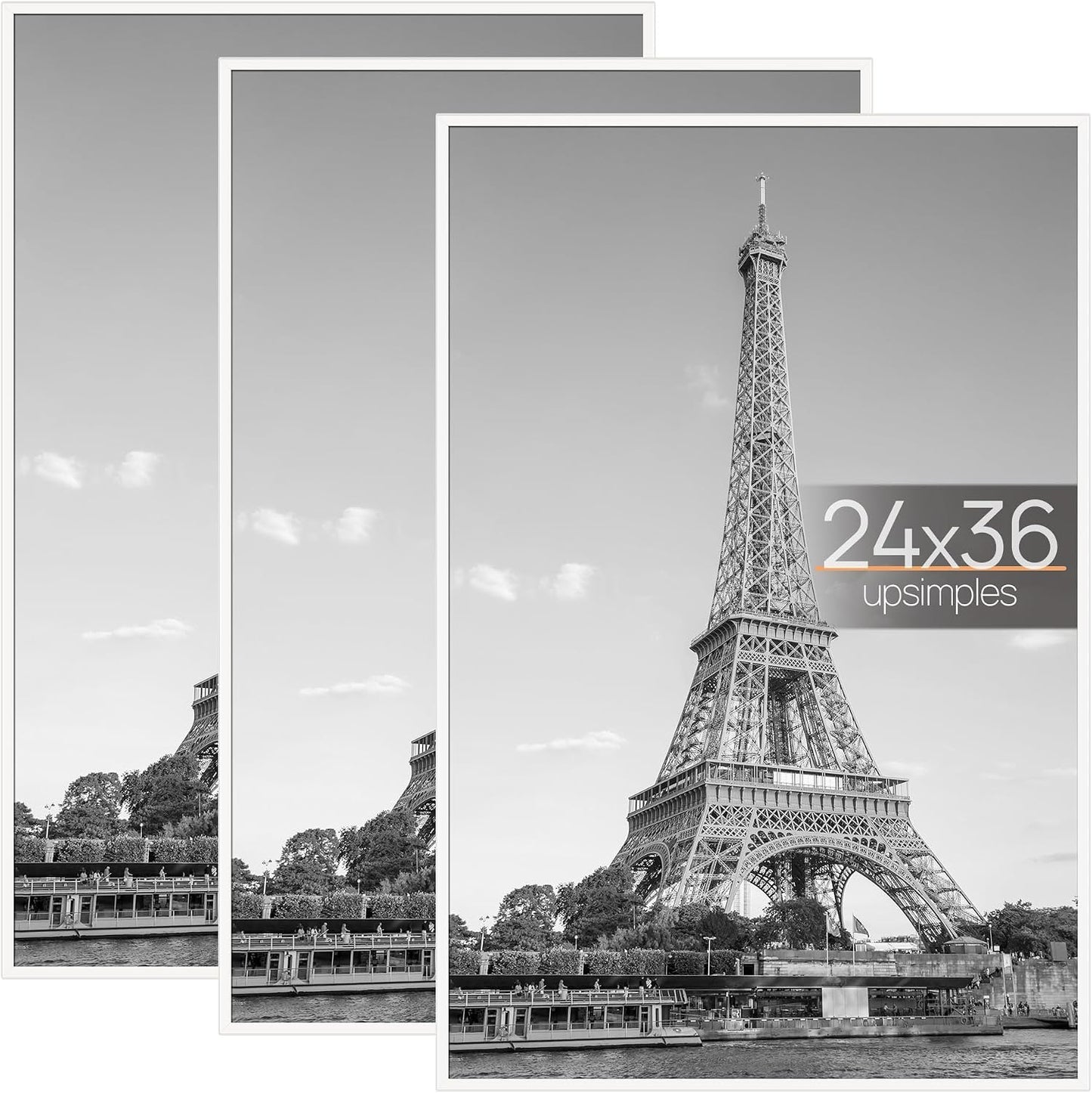 upsimples 12x16 Poster Frame, Easy Slide-In Assembly, Black, 3 Pack | Gallery Wall 12 x 16 Picture Frames Set for Family, Wedding, Christmas, Easy to Change Photos