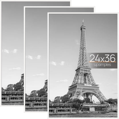 upsimples 12x16 Poster Frame, Easy Slide-In Assembly, Black, 3 Pack | Gallery Wall 12 x 16 Picture Frames Set for Family, Wedding, Christmas, Easy to Change Photos