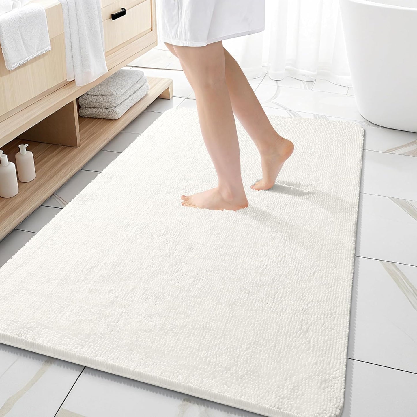 OLANLY Bathroom Rugs 30x20, Extra Soft Absorbent Chenille Bath Rugs | Grey, Quick-Drying Rubber Backing, Machine Washable Bath Mat for Bathroom Floor, Tub and Shower, Home Decor Accessories