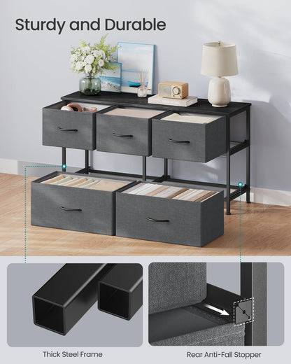 SONGMICS BELLAH Collection - Dresser for Bedroom, Chest of Drawers, Storage Organizer Unit, Closet, Entryway, Steel, 4 Drawers, Modern, Ink Black and Ebony Black ULGS314B01S