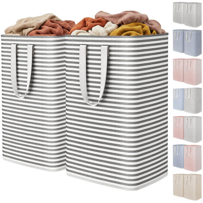 Lifewit 2 Pack Laundry Basket 80L Each, Collapsible Clothes Hamper with Reinforced Handles, Freestanding Waterproof Design for Bedroom and Laundry Room, Grey 160L Total