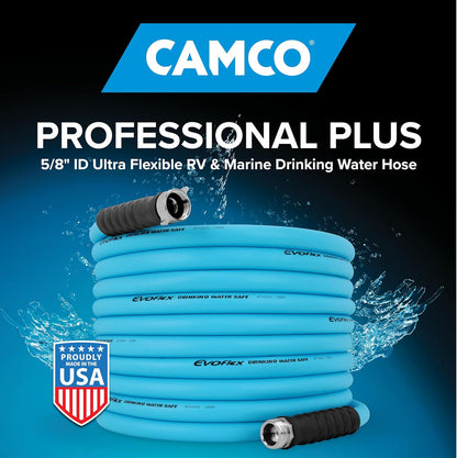 Camco EvoFlex2 50-ft RV Drinking Water Hose | Lightweight RV Drinking Water Hose Reinforced w/ Fabric - Contains No Lead, No BPA & No Phthalate -Abrasion Resistant (22579)
