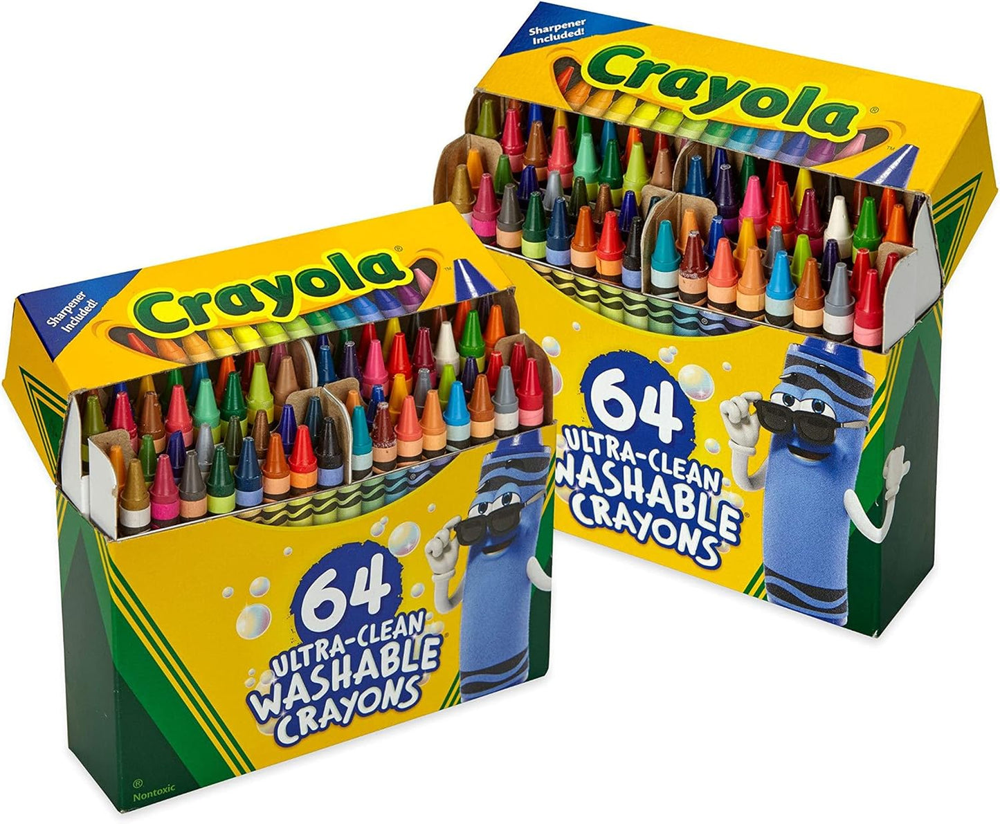 Crayola Washable Crayons for Kids - 64ct (2 Boxes), Classroom Must Haves, Teacher School Supplies Essentials, Bulk Crayons for Toddlers [Amazon Exclusive]