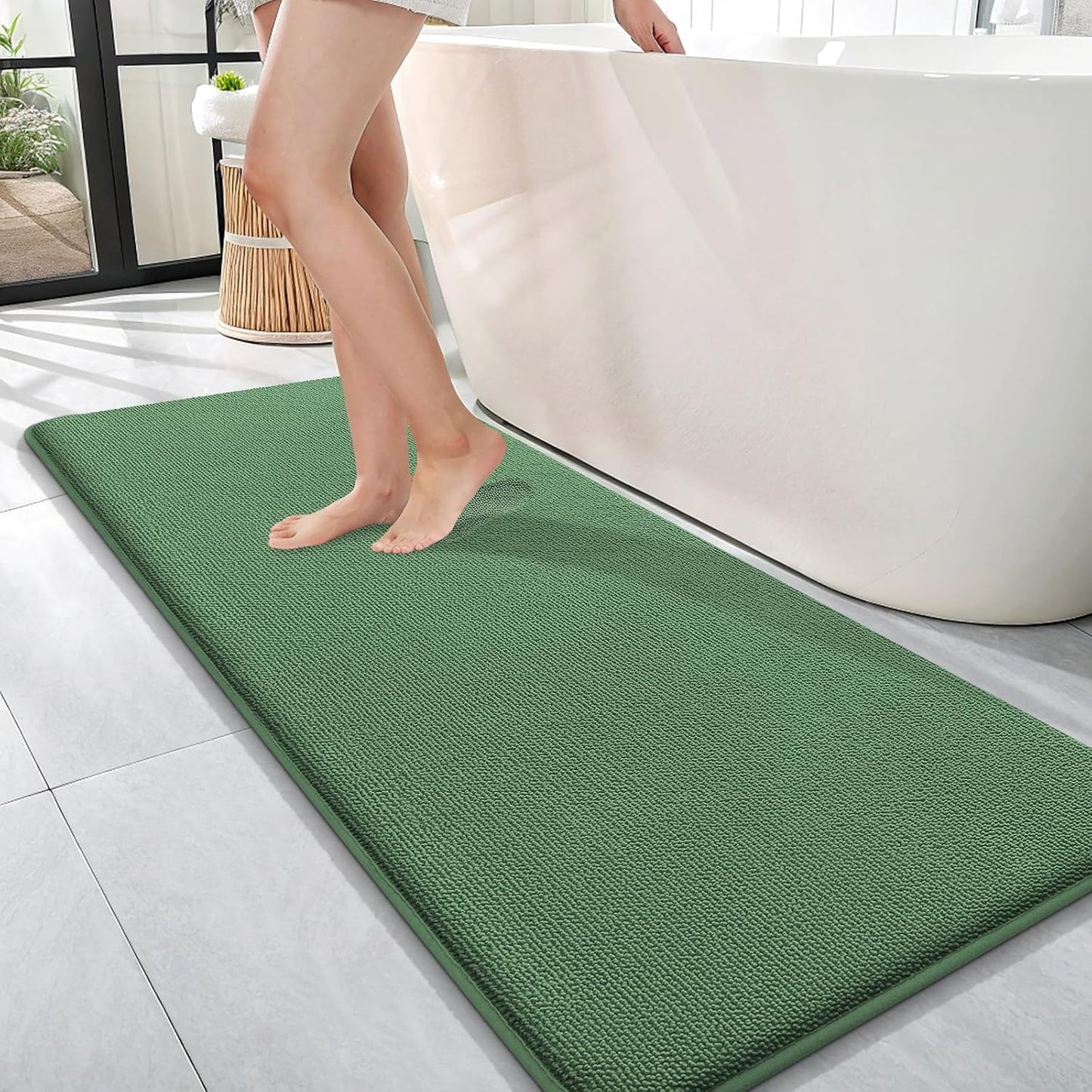 OLANLY Thick Memory Foam Bathroom Rugs 30x20, Soft Absorbent Bath Mat, Teal | Quick Dry Bath Rugs, Non-Slip Carpet, Machine Washable Mats for Bathroom Floor, Tub and Shower, Home Decor Accessories