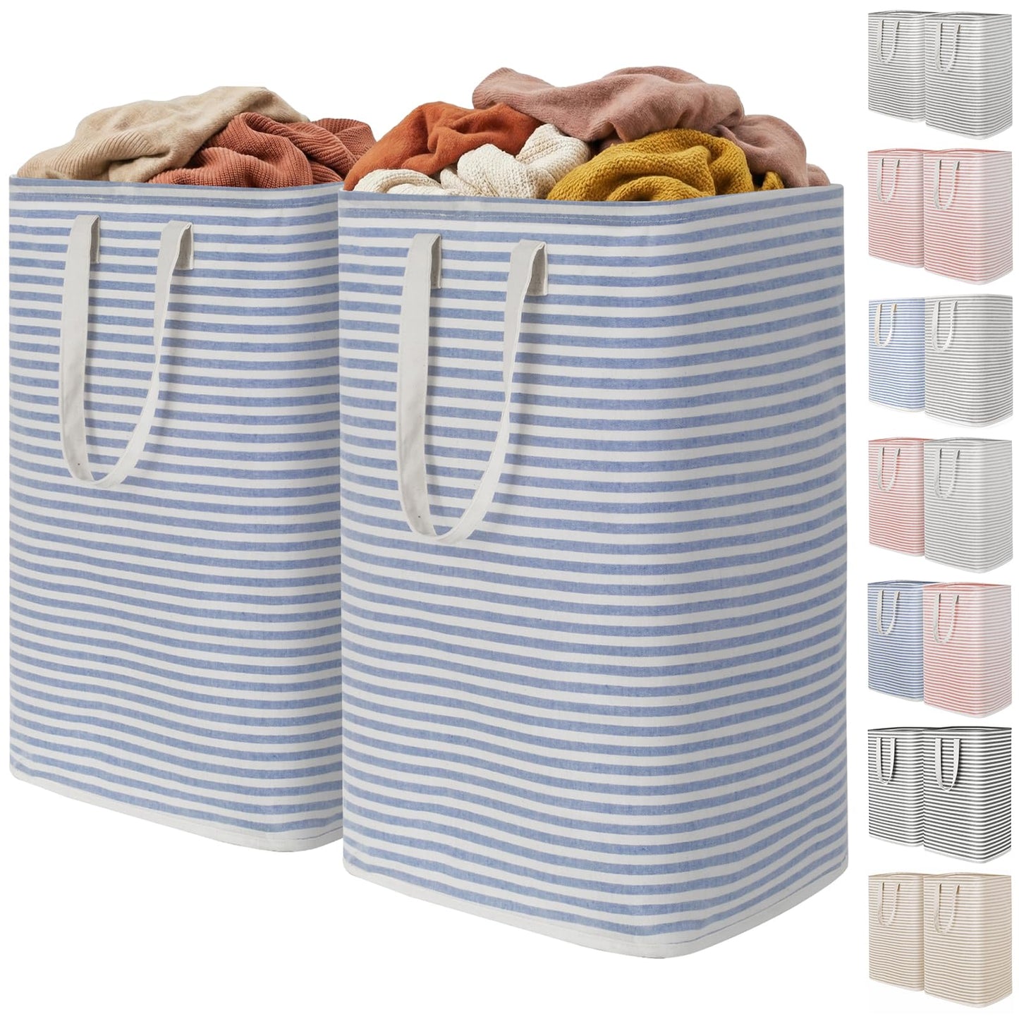 Lifewit 2 Pack Laundry Basket 80L Each, Collapsible Clothes Hamper with Reinforced Handles, Freestanding Waterproof Design for Bedroom and Laundry Room, Grey 160L Total