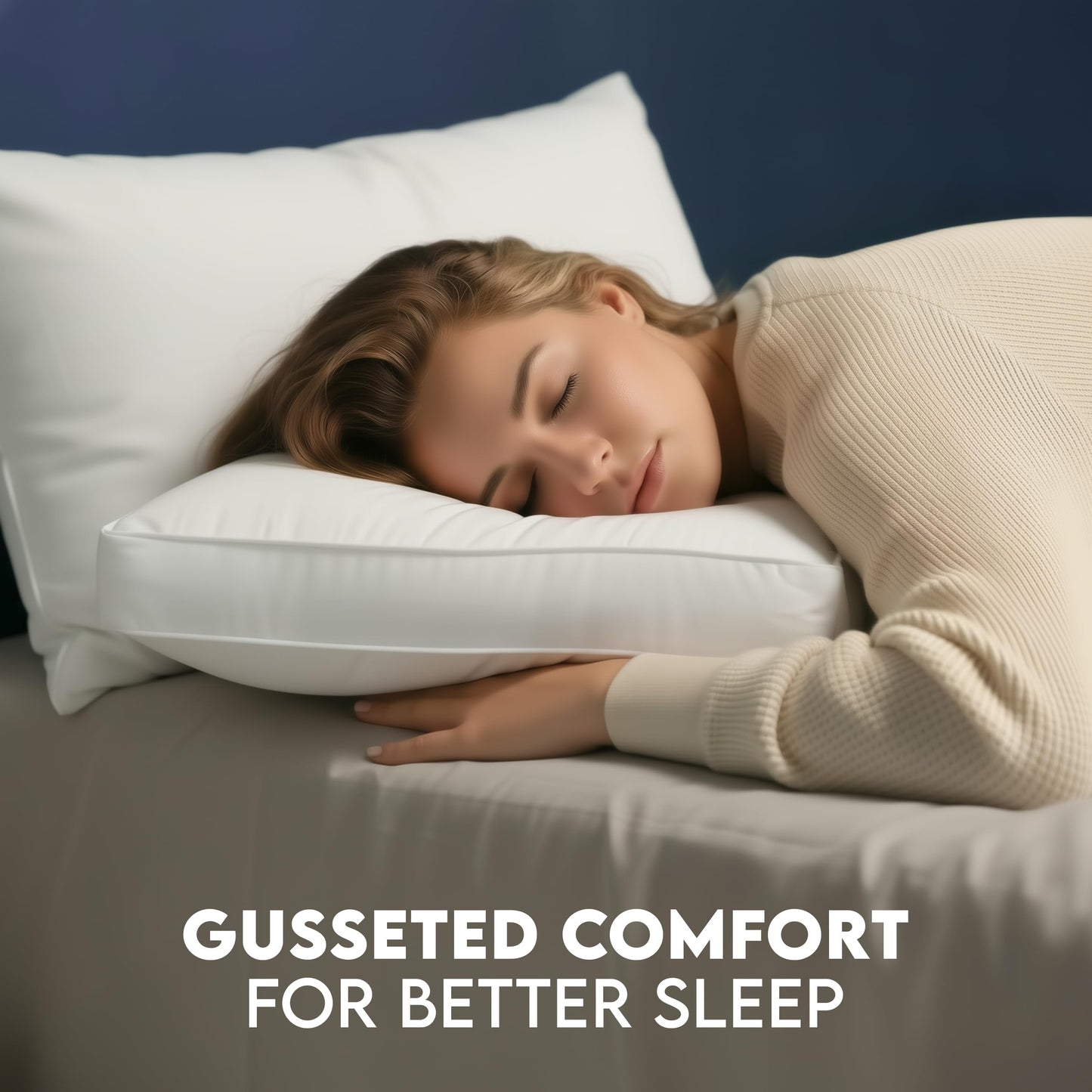 Utopia Bedding Gusset Bed Pillow, Hotel Pillows Queen Size Set of 2, White | Cotton Blended Down alternative pillows for sleeping, soft fluffy cooling comfort for Back, side & stomach sleepers, 2 pack