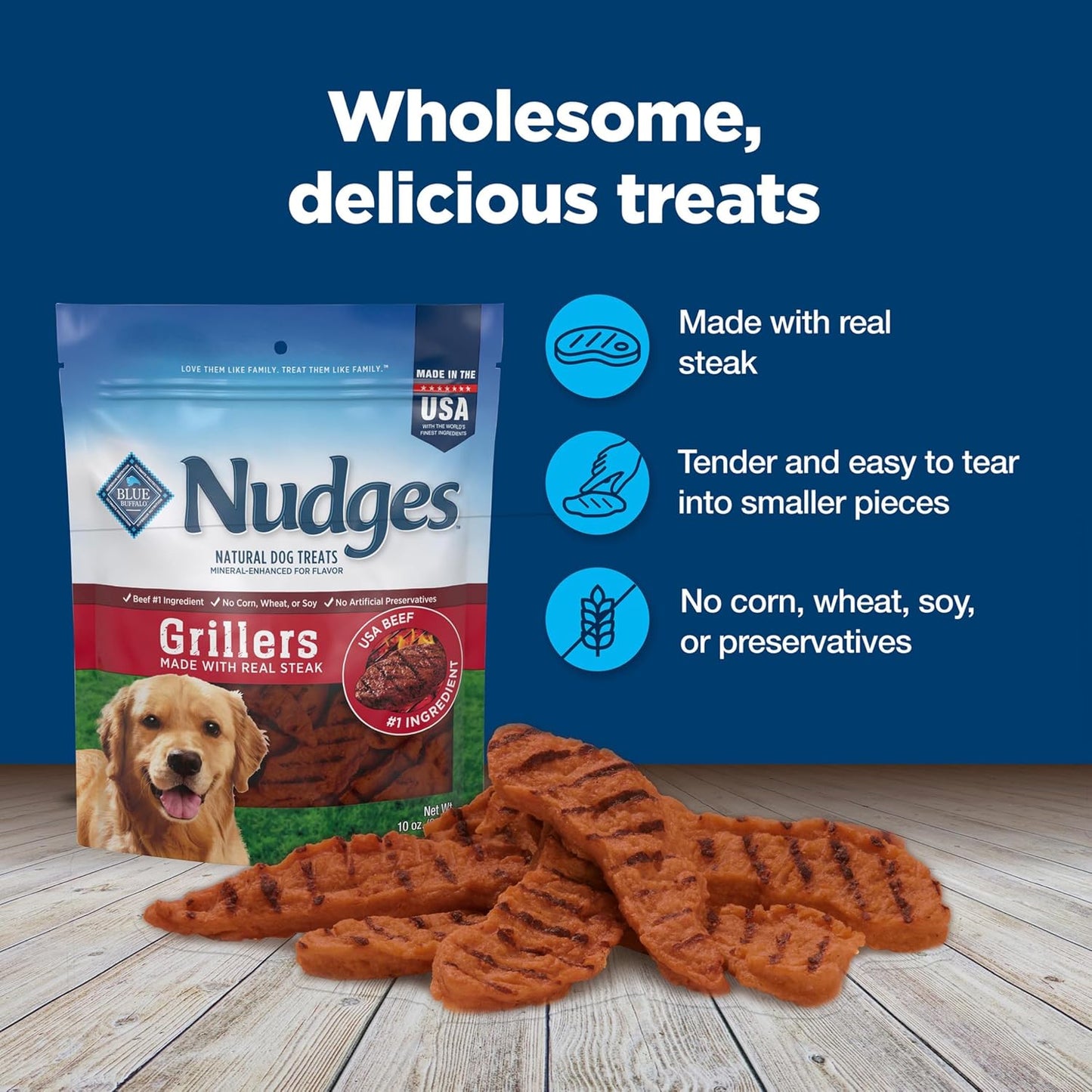 Blue Buffalo Nudges Homestyle Chicken Dog Treats, 16 oz | Real Chicken First, with Peas & Carrots, Made in the USA, No Corn, Wheat, or Soy