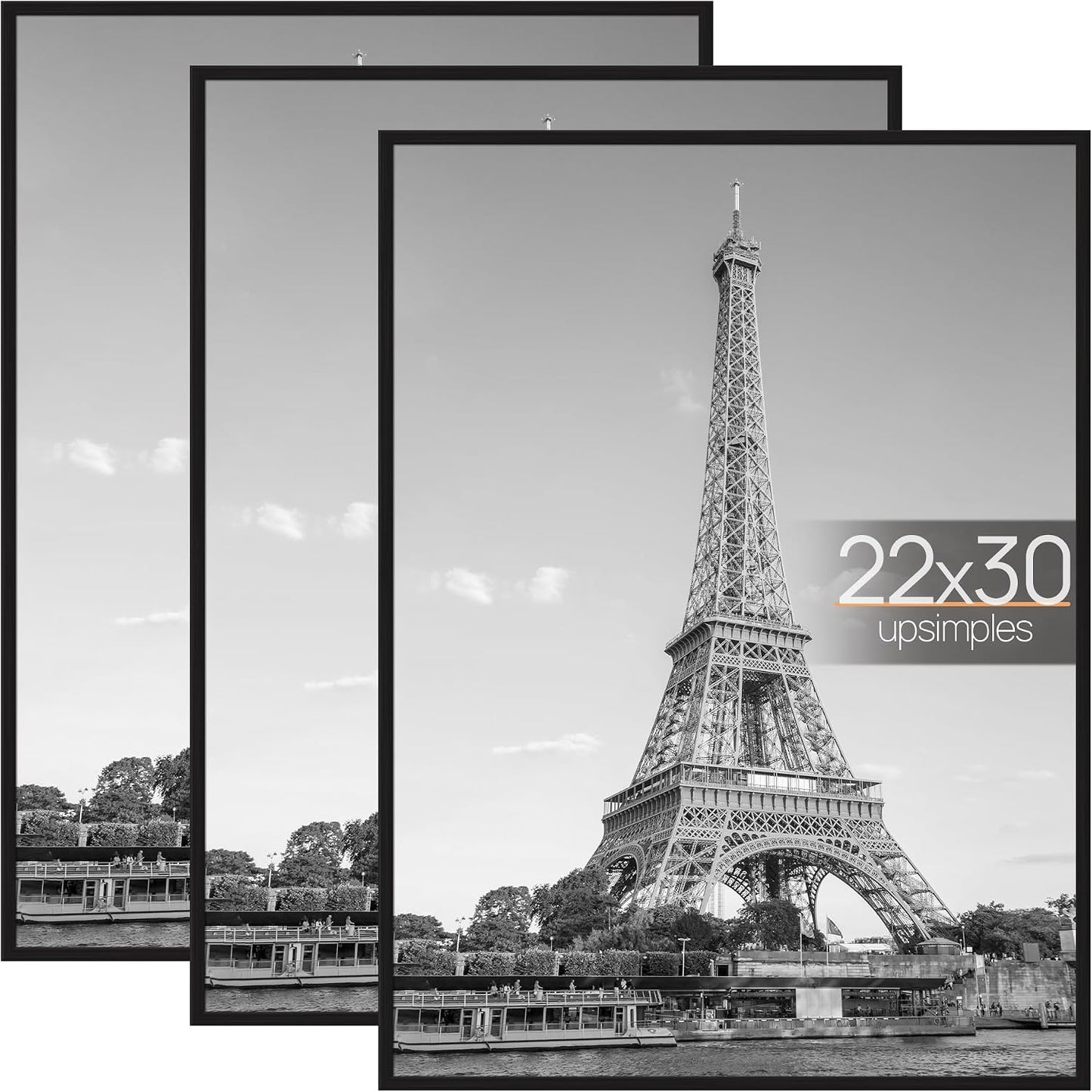 upsimples 12x16 Poster Frame, Easy Slide-In Assembly, Black, 3 Pack | Gallery Wall 12 x 16 Picture Frames Set for Family, Wedding, Christmas, Easy to Change Photos