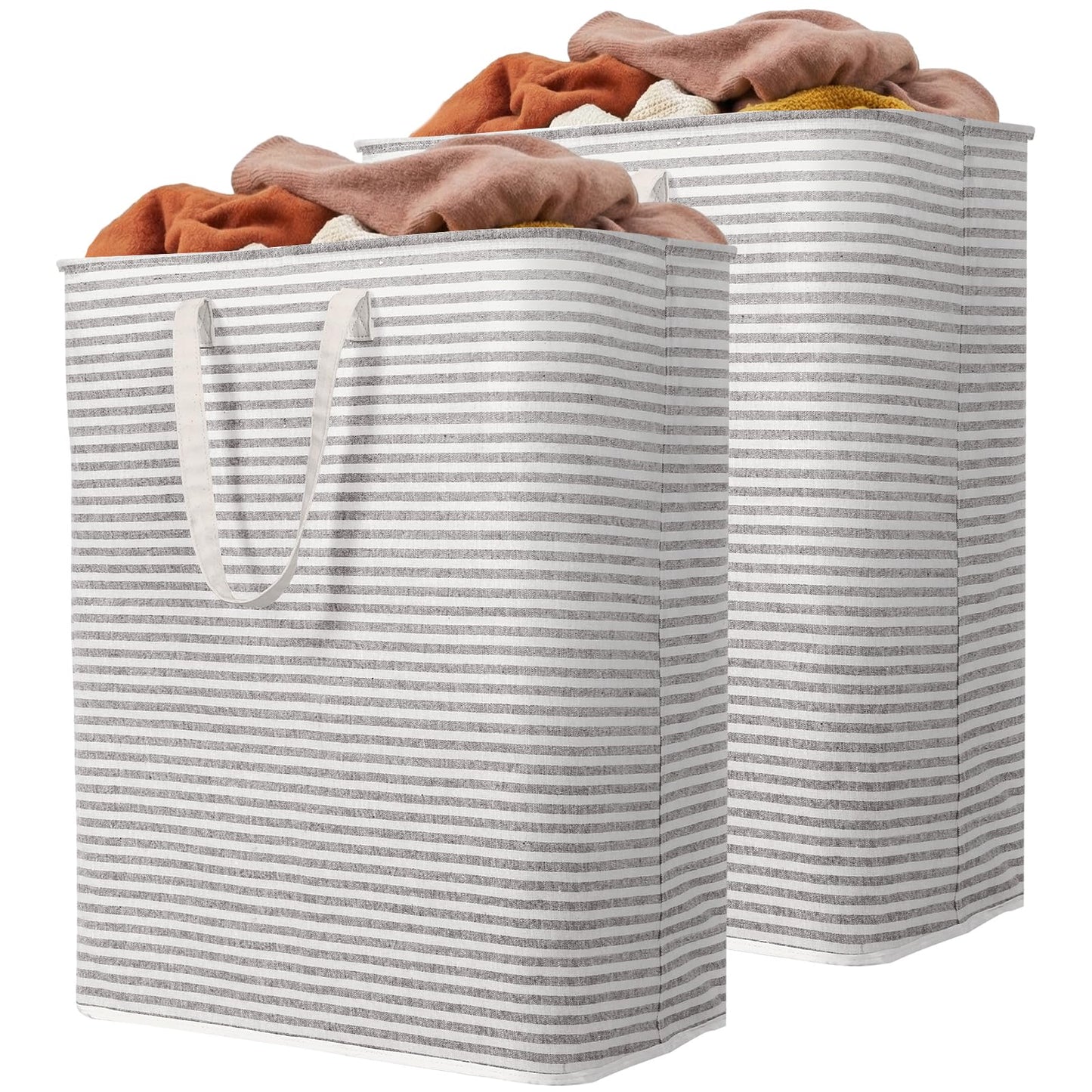 Lifewit 2 Pack Laundry Basket 80L Each, Collapsible Clothes Hamper with Reinforced Handles, Freestanding Waterproof Design for Bedroom and Laundry Room, Grey 160L Total