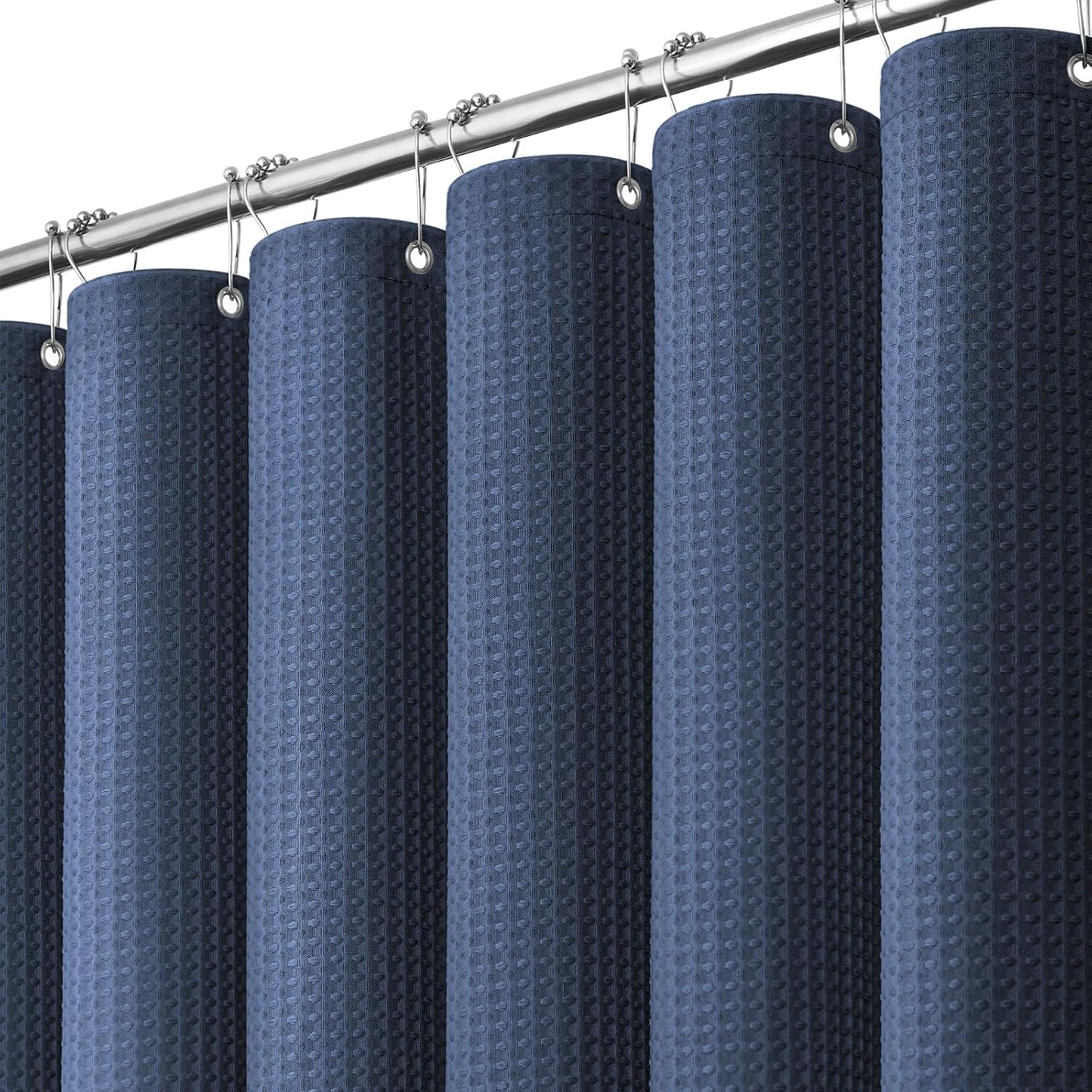Waffle Shower Curtain 256 GSM Heavy Duty Fabric 72"x72" Dark Green | Thick Textured Cloth, Weighted Hem, Water Repellent Washable, Hotel Luxury Polyester Shower Curtain Set for Bathroom 12 Hooks