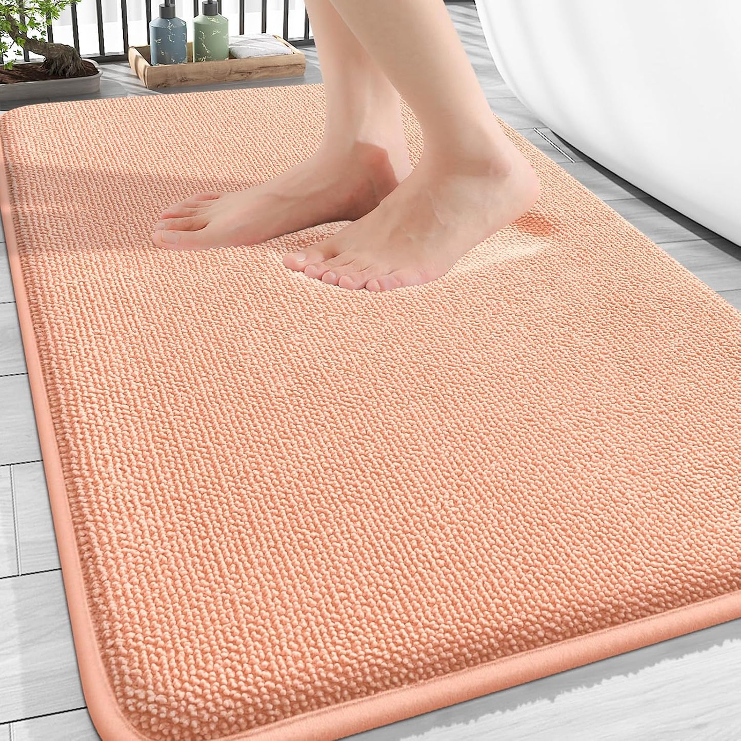 OLANLY Thick Memory Foam Bathroom Rugs 30x20, Soft Absorbent Bath Mat, Teal | Quick Dry Bath Rugs, Non-Slip Carpet, Machine Washable Mats for Bathroom Floor, Tub and Shower, Home Decor Accessories