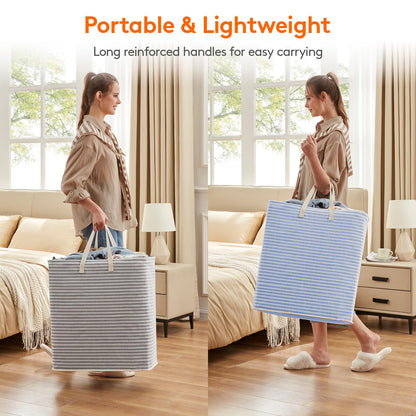 Lifewit 2 Pack Laundry Basket 80L Each, Collapsible Clothes Hamper with Reinforced Handles, Freestanding Waterproof Design for Bedroom and Laundry Room, Grey 160L Total