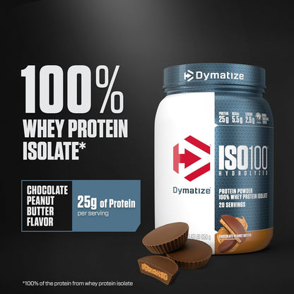 Dymatize ISO100 Protein Powder, 100% Whey Isolate, Cookies & Cream | 25g Protein, Hydrolyzed, Fast-Absorbing, Supports Muscle Health, 5.5g BCAAs, Gluten-Free, 20 Servings, 1.3 lb