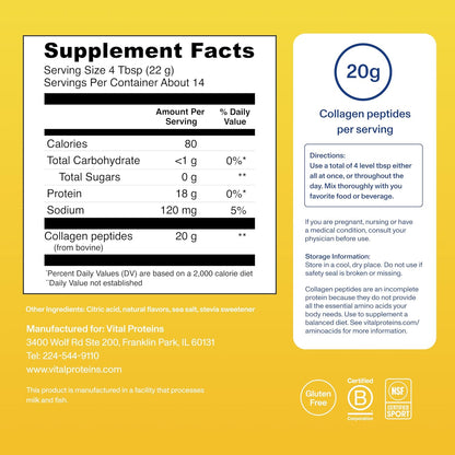 Vital Proteins Collagen Peptides Powder, Unflavored, 9.33oz | Grass-Fed Collagen Peptides, Supports Hair Skin & Nails, Bones & Joints, 13 Servings