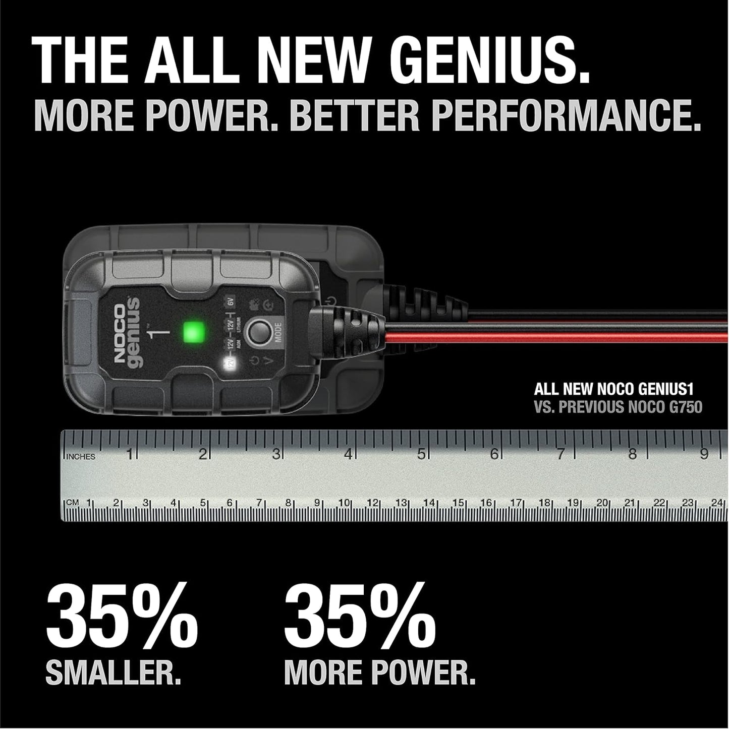 NOCO GENIUS1: 1A 6V/12V Smart Battery Charger – Automatic Maintainer, Trickle Charger & Desulfator with Overcharge Protection & Temperature Compensation – for Lead-Acid & Lithium Batteries | Overcharge Protection, Desulfator, Temperature Compensation, For