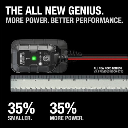 NOCO GENIUS1: 1A 6V/12V Smart Battery Charger – Automatic Maintainer, Trickle Charger & Desulfator with Overcharge Protection & Temperature Compensation – for Lead-Acid & Lithium Batteries | Overcharge Protection, Desulfator, Temperature Compensation, For