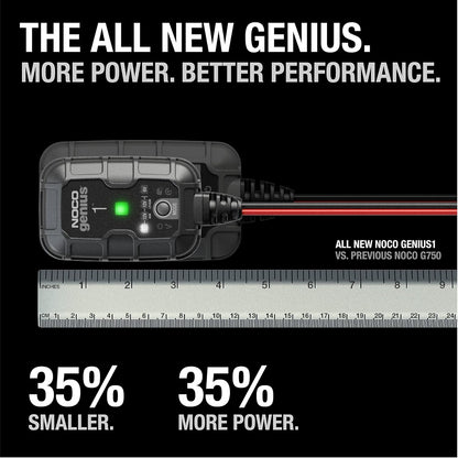 NOCO GENIUS1: 1A 6V/12V Smart Battery Charger – Automatic Maintainer, Trickle Charger & Desulfator with Overcharge Protection & Temperature Compensation – for Lead-Acid & Lithium Batteries | Overcharge Protection, Desulfator, Temperature Compensation, For