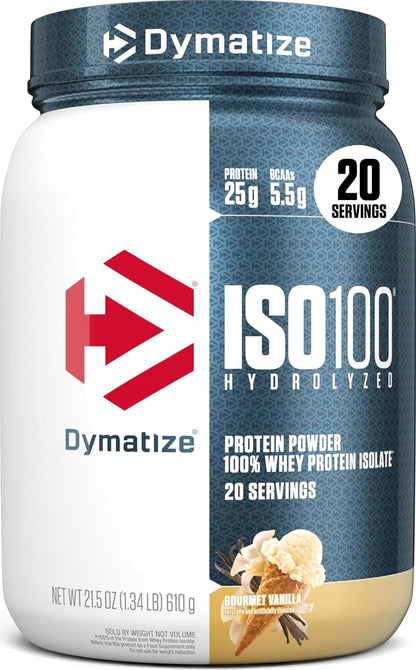 Dymatize ISO100 Protein Powder, 100% Whey Isolate, Cookies & Cream | 25g Protein, Hydrolyzed, Fast-Absorbing, Supports Muscle Health, 5.5g BCAAs, Gluten-Free, 20 Servings, 1.3 lb