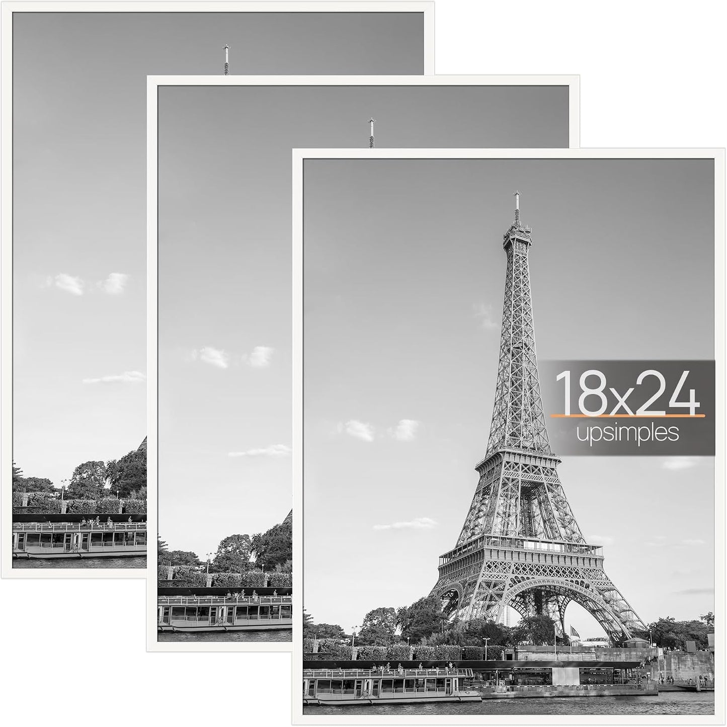 upsimples 12x16 Poster Frame, Easy Slide-In Assembly, Black, 3 Pack | Gallery Wall 12 x 16 Picture Frames Set for Family, Wedding, Christmas, Easy to Change Photos