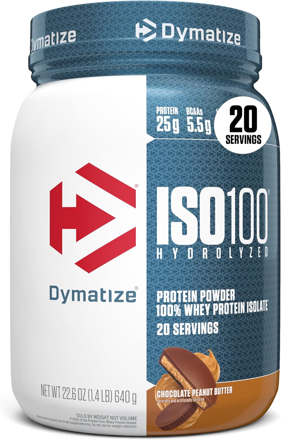 Dymatize ISO100 Protein Powder, 100% Whey Isolate, Cookies & Cream | 25g Protein, Hydrolyzed, Fast-Absorbing, Supports Muscle Health, 5.5g BCAAs, Gluten-Free, 20 Servings, 1.3 lb