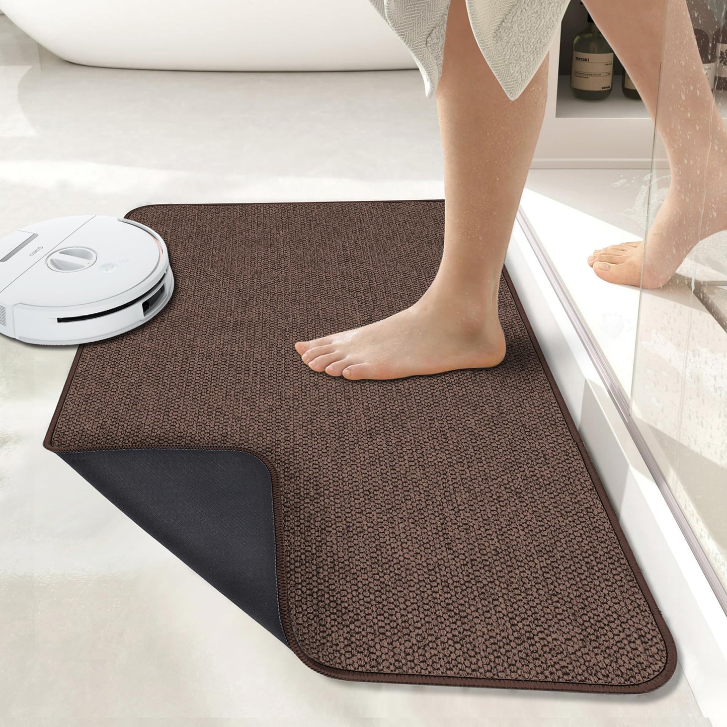 Bosap Bath Mat,Ultra Thin Bathroom Runner Rugs,Large Bath Mats for Bathroom,Quick Dry,Non-Slip,Machine Washable,Low Pile,Bath Rug,Shower Outside,Sink,Home Decor Accessories.Purple,3'x5'(36x60inch)