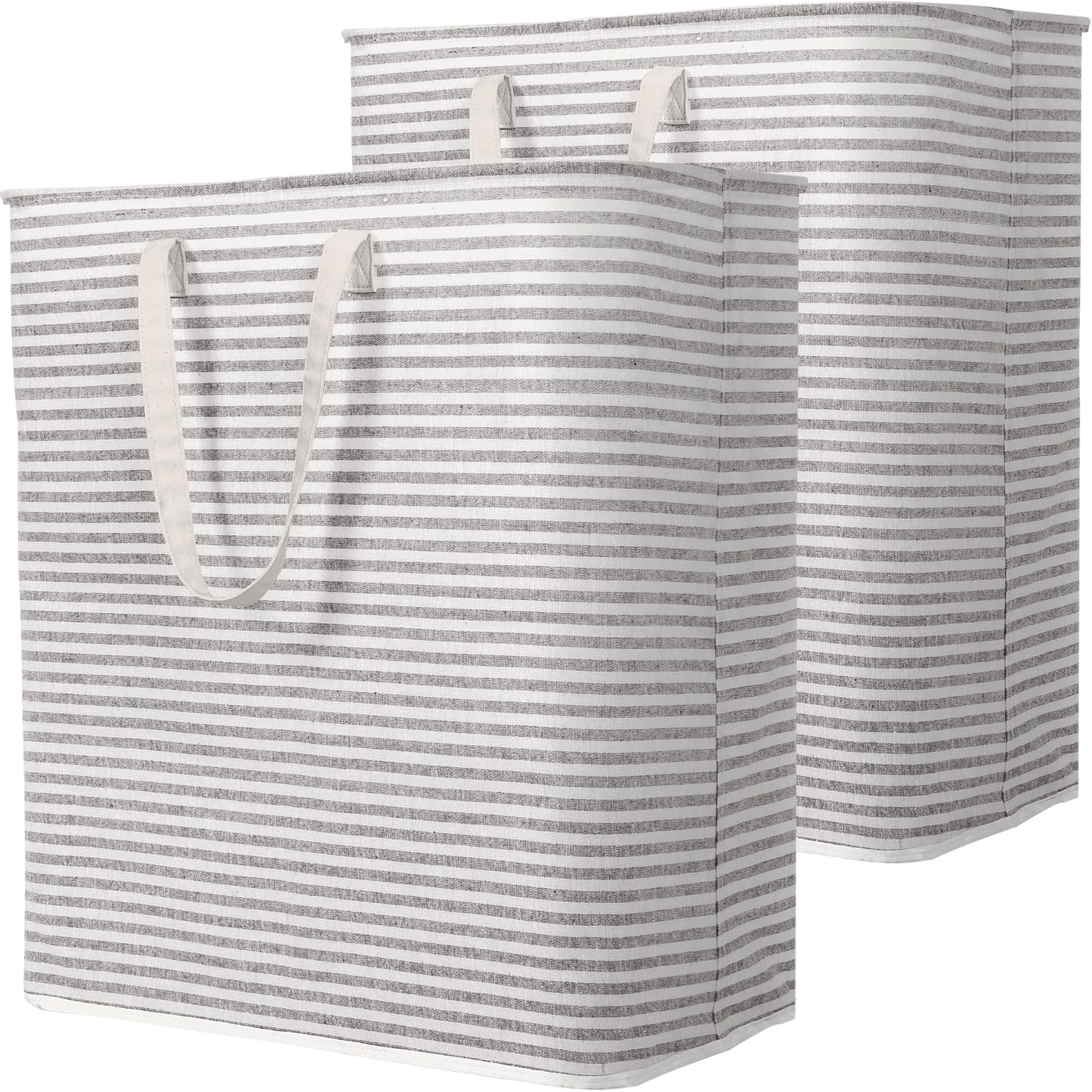 Lifewit 2 Pack Laundry Basket 80L Each, Collapsible Clothes Hamper with Reinforced Handles, Freestanding Waterproof Design for Bedroom and Laundry Room, Grey 160L Total