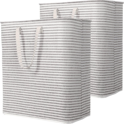 Lifewit 2 Pack Laundry Basket 80L Each, Collapsible Clothes Hamper with Reinforced Handles, Freestanding Waterproof Design for Bedroom and Laundry Room, Grey 160L Total