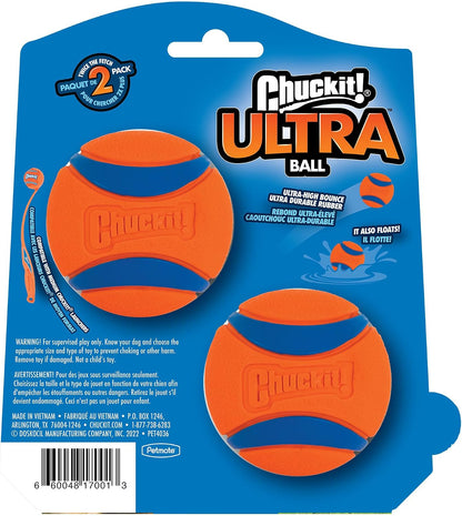 Chuckit! Ultra Ball Dog Toy, Durable Rubber, Medium 2.5-in, 2 Pack | Made from Durable Rubber with an Extra-Thick Core, This Bouncy Fetch Ball Floats in Water for Lasting Games of Fetch