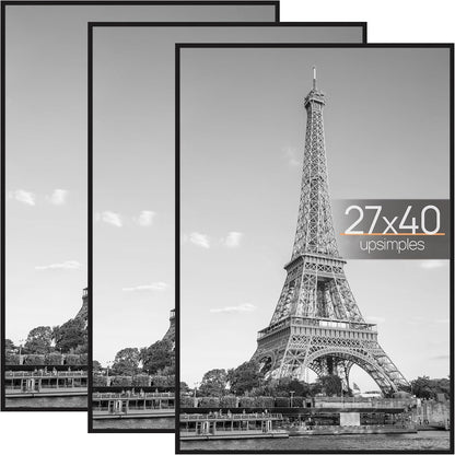 upsimples 12x16 Poster Frame, Easy Slide-In Assembly, Black, 3 Pack | Gallery Wall 12 x 16 Picture Frames Set for Family, Wedding, Christmas, Easy to Change Photos