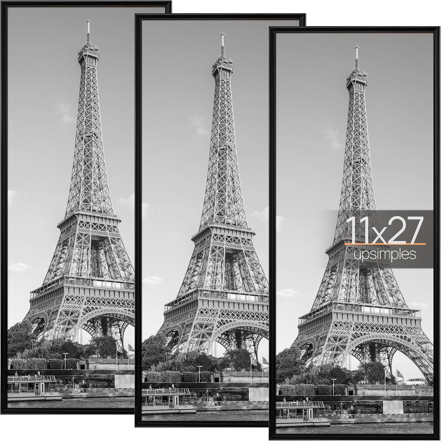 upsimples 12x16 Poster Frame, Easy Slide-In Assembly, Black, 3 Pack | Gallery Wall 12 x 16 Picture Frames Set for Family, Wedding, Christmas, Easy to Change Photos