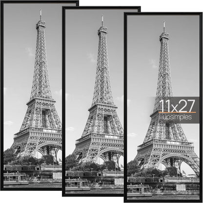 upsimples 12x16 Poster Frame, Easy Slide-In Assembly, Black, 3 Pack | Gallery Wall 12 x 16 Picture Frames Set for Family, Wedding, Christmas, Easy to Change Photos