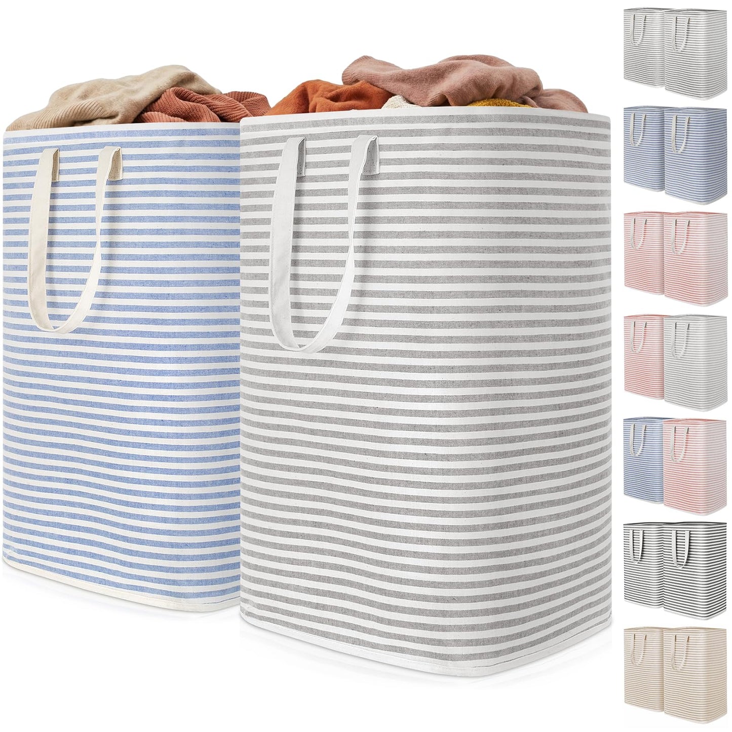 Lifewit 2 Pack Laundry Basket 80L Each, Collapsible Clothes Hamper with Reinforced Handles, Freestanding Waterproof Design for Bedroom and Laundry Room, Grey 160L Total