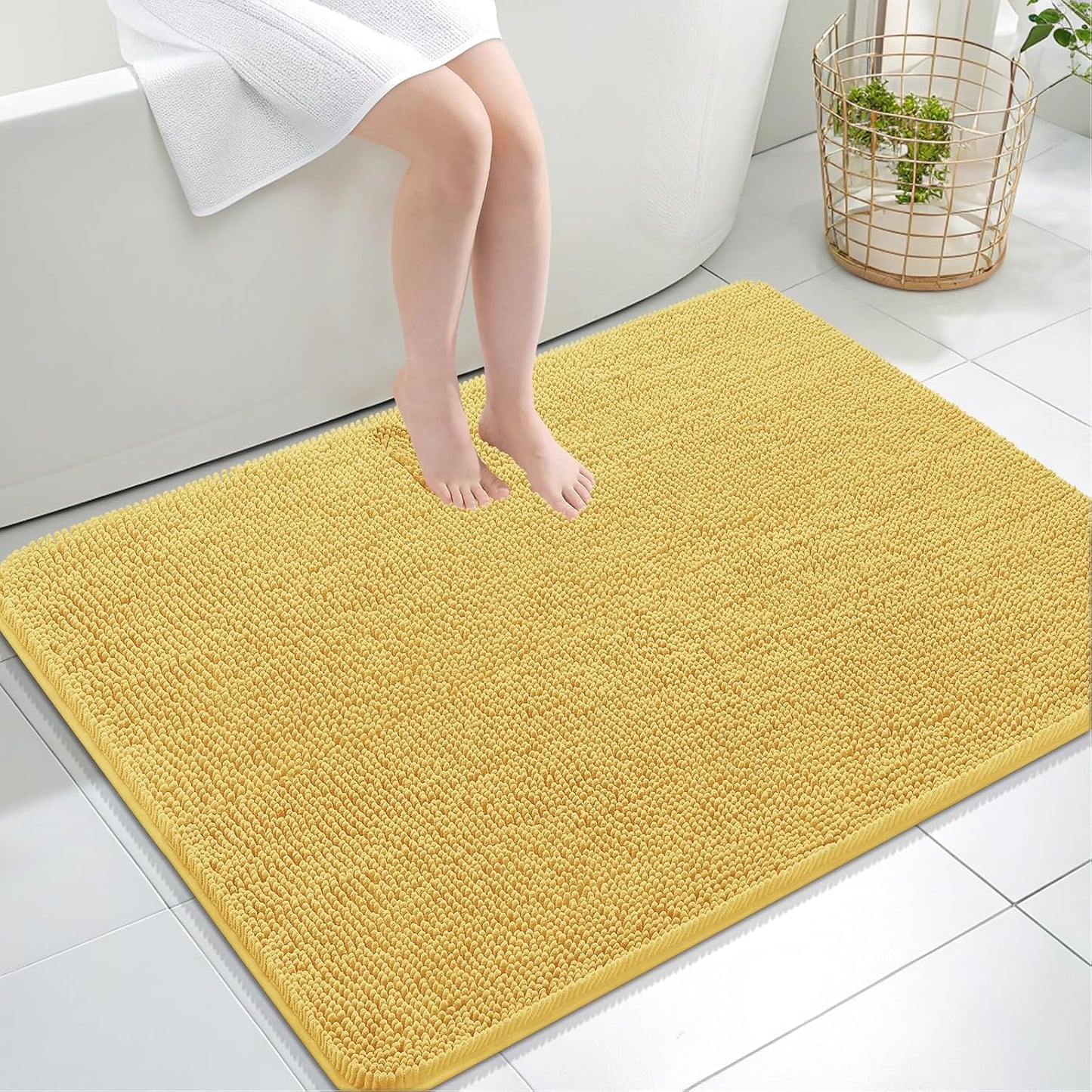 OLANLY Bathroom Rugs 30x20, Extra Soft Absorbent Chenille Bath Rugs | Grey, Quick-Drying Rubber Backing, Machine Washable Bath Mat for Bathroom Floor, Tub and Shower, Home Decor Accessories