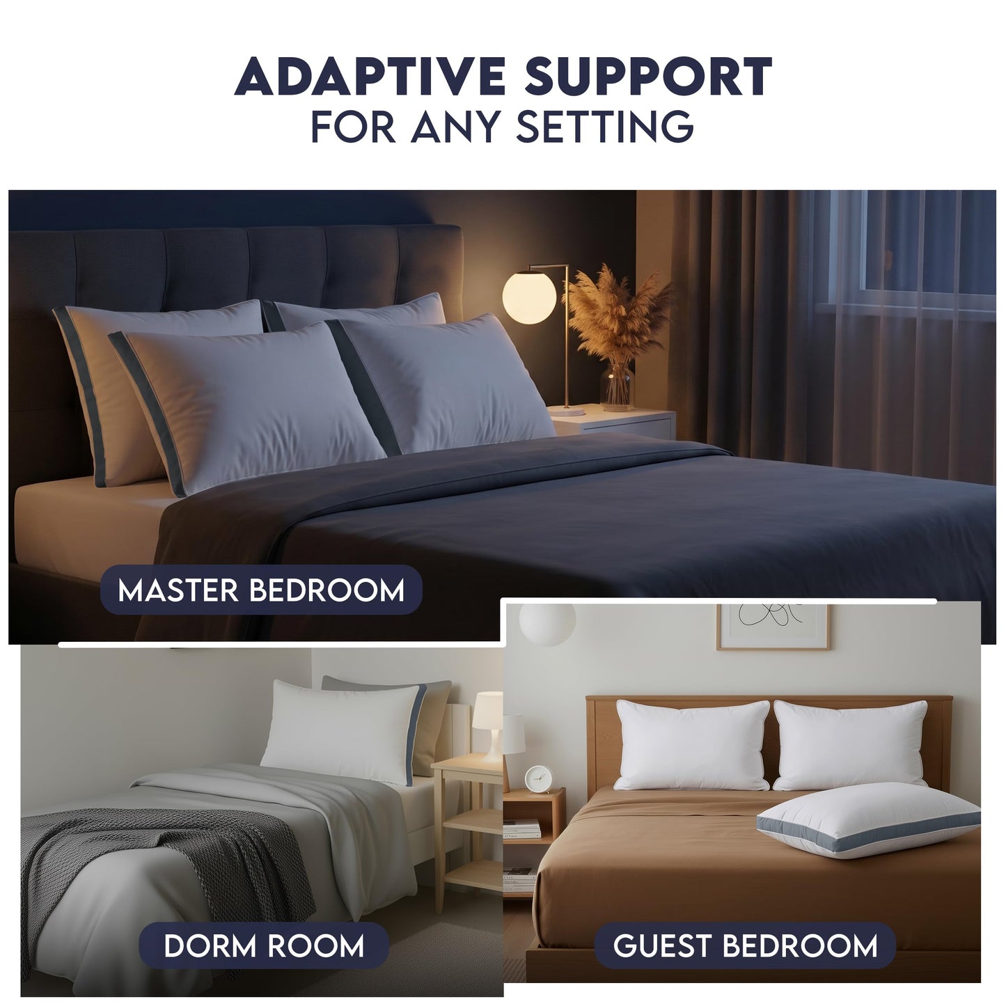 Utopia Bedding Gusset Bed Pillow, Hotel Pillows Queen Size Set of 2, White | Cotton Blended Down alternative pillows for sleeping, soft fluffy cooling comfort for Back, side & stomach sleepers, 2 pack