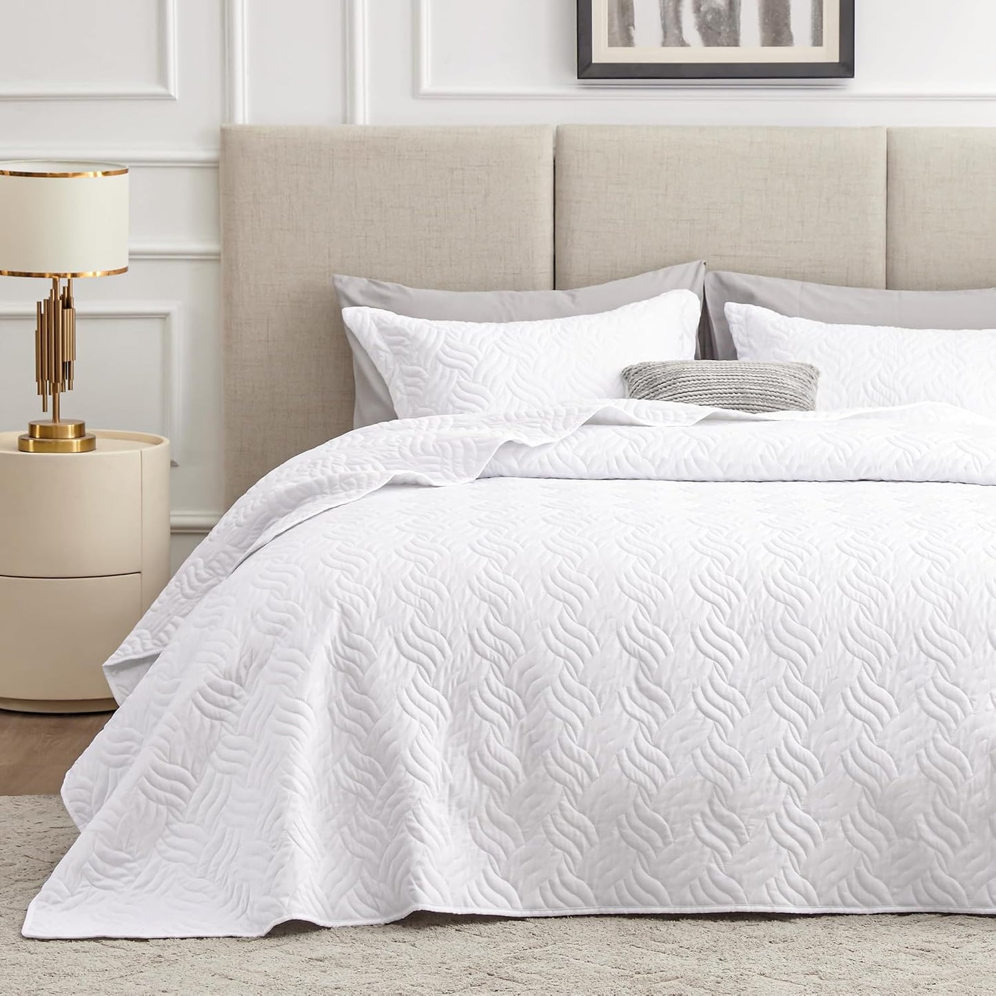 Love's cabin Quilts for Queen Bed Blue Bedspreads - Soft Bed Summer Lightweight Bedspread Comforter - Modern Style Coin Pattern Coverlet for All Season - 3 Pieces (1 Quilt, 2 Pillow Shams)