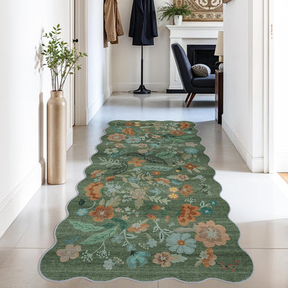 2x6 Hallway Washable Runner Rug : Vintage Soft Kitchen Laundry Runner with Non Slip Backing Farmhouse Entryway Living Room Floor Mat Stain Resistant Carpet for Bedroom Bathroom Distressed Beside Rug