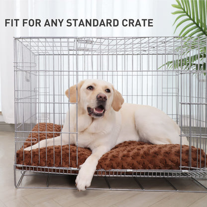 KSIIA Washable Dog Bed Medium Size Dog Crate Bed Plush Pet Mat 35"x23" Gray | Deluxe Plush Comfy Kennel Pad, Anti-Slip Bottom,Deep Sleeping Mat for Medium Dogs,Machine Washable for Easy Cleaning