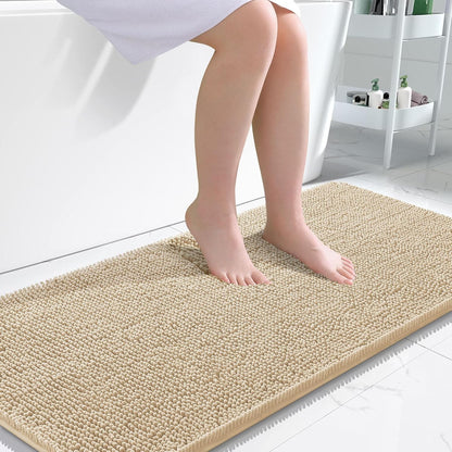 OLANLY Bathroom Rugs 30x20, Extra Soft Absorbent Chenille Bath Rugs | Grey, Quick-Drying Rubber Backing, Machine Washable Bath Mat for Bathroom Floor, Tub and Shower, Home Decor Accessories