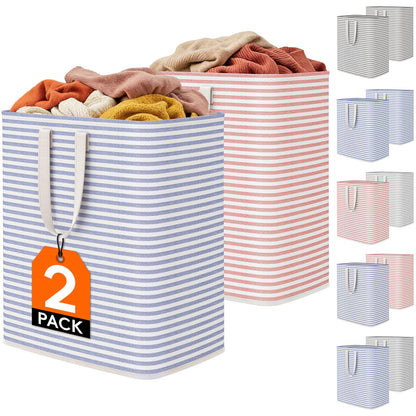 Lifewit 2 Pack Laundry Basket 80L Each, Collapsible Clothes Hamper with Reinforced Handles, Freestanding Waterproof Design for Bedroom and Laundry Room, Grey 160L Total