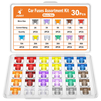 JOREST 300Pcs Car Fuse Assortment Kit, 160 Mini Blade Fuses Automotive + 90 Standard Auto Fuses + 50 Micro + Puller – Replacement for RV Camper Boat Truck (2Amp 3A 5A 7.5A 10A 15A 20A 25A 30A 35A 40A)