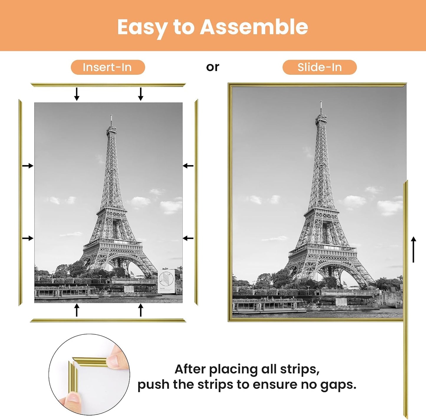 upsimples 12x16 Poster Frame, Easy Slide-In Assembly, Black, 3 Pack | Gallery Wall 12 x 16 Picture Frames Set for Family, Wedding, Christmas, Easy to Change Photos