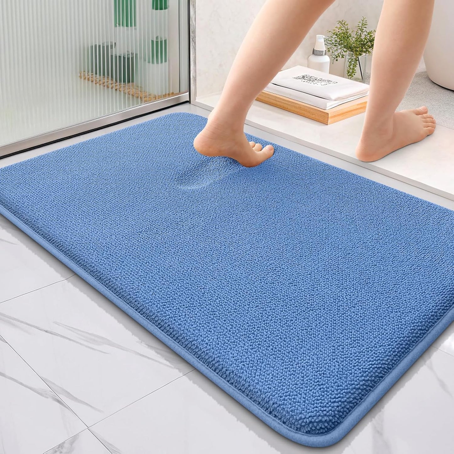 OLANLY Thick Memory Foam Bathroom Rugs 30x20, Soft Absorbent Bath Mat, Teal | Quick Dry Bath Rugs, Non-Slip Carpet, Machine Washable Mats for Bathroom Floor, Tub and Shower, Home Decor Accessories
