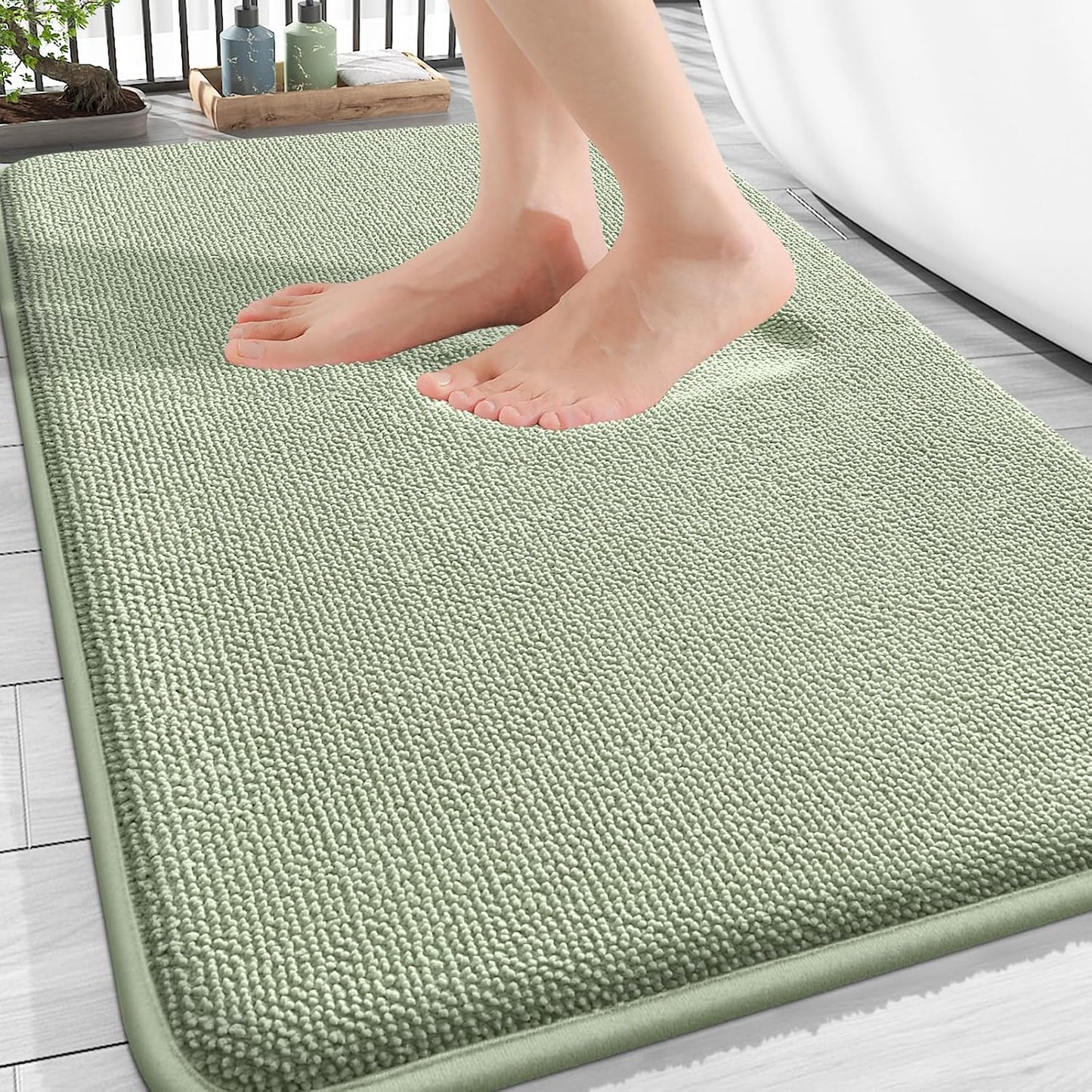 OLANLY Thick Memory Foam Bathroom Rugs 30x20, Soft Absorbent Bath Mat, Teal | Quick Dry Bath Rugs, Non-Slip Carpet, Machine Washable Mats for Bathroom Floor, Tub and Shower, Home Decor Accessories