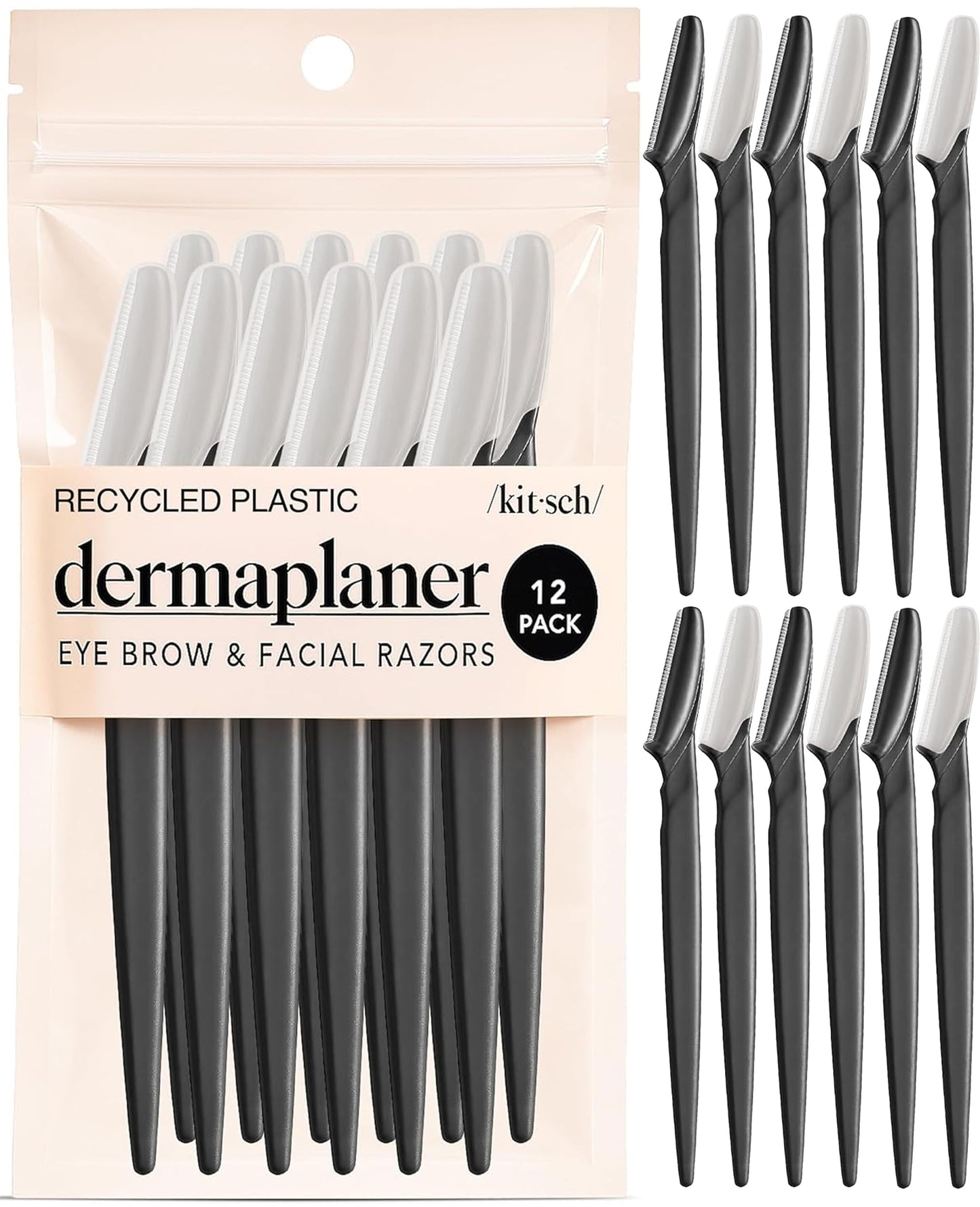 Kitsch Dermaplane Razor for Women Face – Terracotta, 12 pcs | Face Razors for Women & Men, Eyebrow Razor & Face Shaver – Exfoliating Facial Razor & Dermaplaner as Tool for Smoother Skin