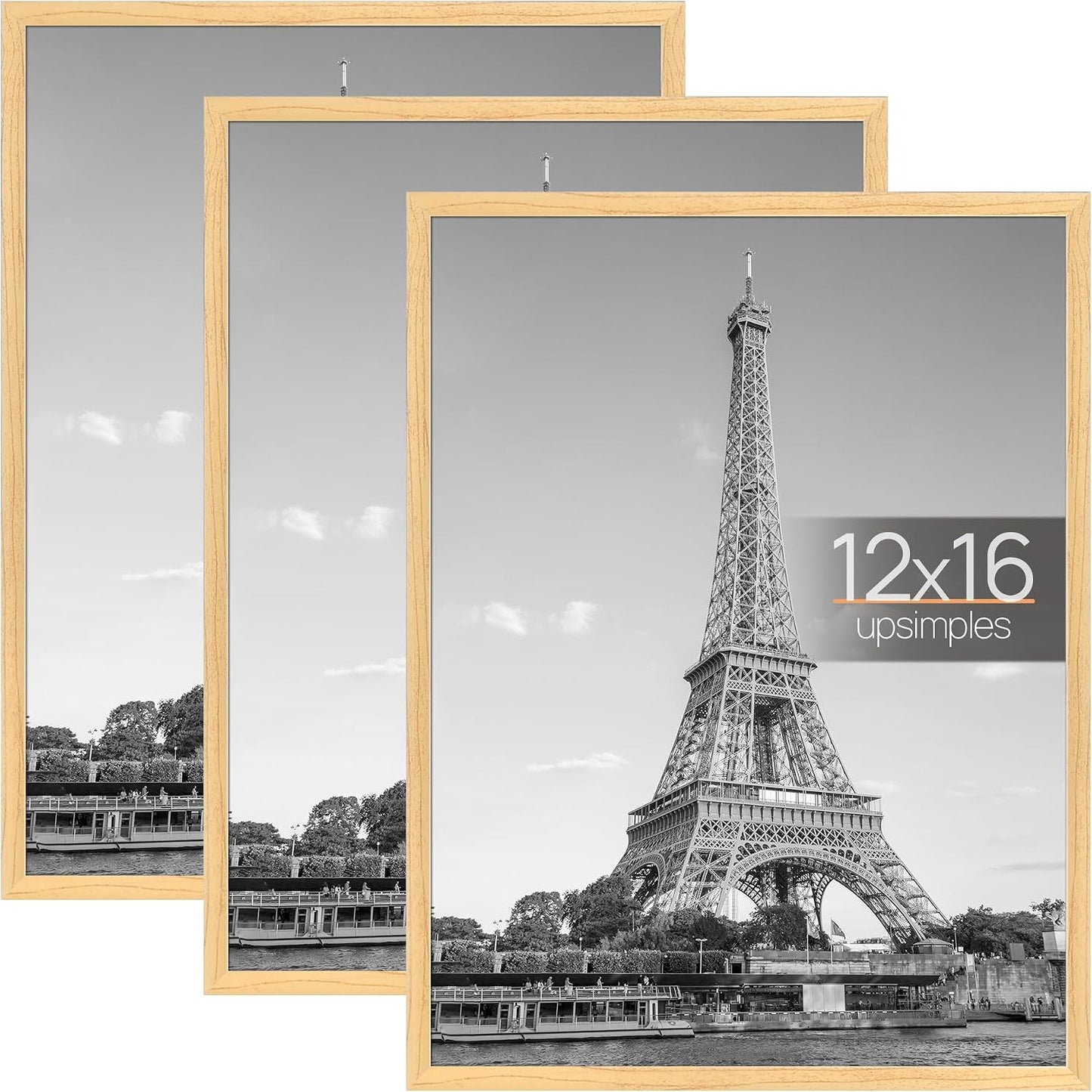 upsimples 12x16 Poster Frame, Easy Slide-In Assembly, Black, 3 Pack | Gallery Wall 12 x 16 Picture Frames Set for Family, Wedding, Christmas, Easy to Change Photos