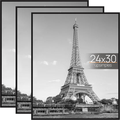 upsimples 12x16 Poster Frame, Easy Slide-In Assembly, Black, 3 Pack | Gallery Wall 12 x 16 Picture Frames Set for Family, Wedding, Christmas, Easy to Change Photos